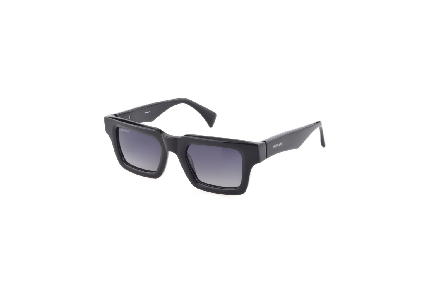 Angle view of Rayflare RAY002C1 Prescription-Ready Polarized Sunglass, made from durable acetate for a comfortable fit.